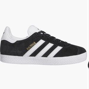 Kids Adidas Black Suede with White Stripes